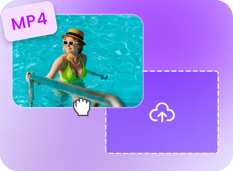 Upload MP4 video of woman in green swimsuit standing inside pool to Clipfly