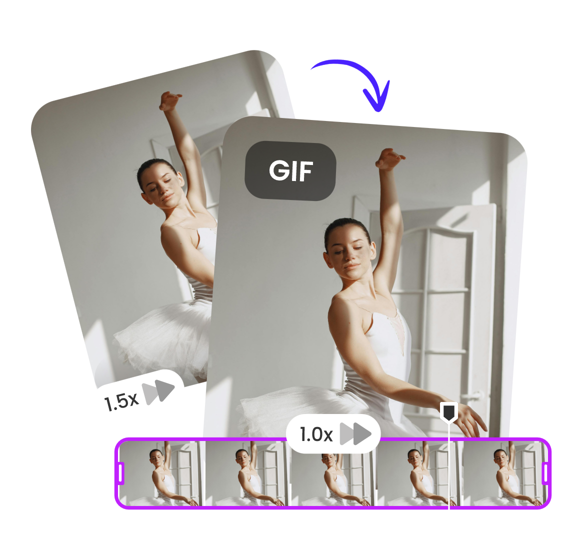 restore the speed of a ballet dancer GIF from 1.5x to 1x