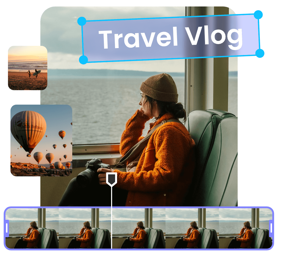 Adding text travel vlog to a travel montage video 