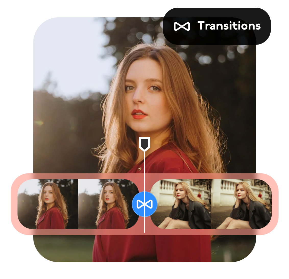 insert transitions between two video clips online