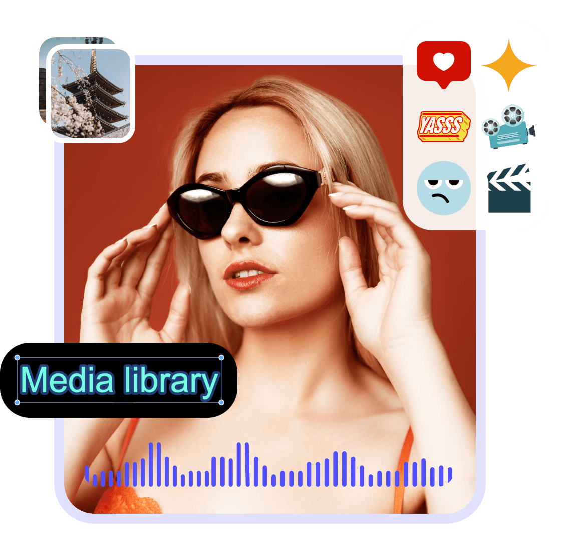 customize a video with text, stickers, audio, and more in Clipfly