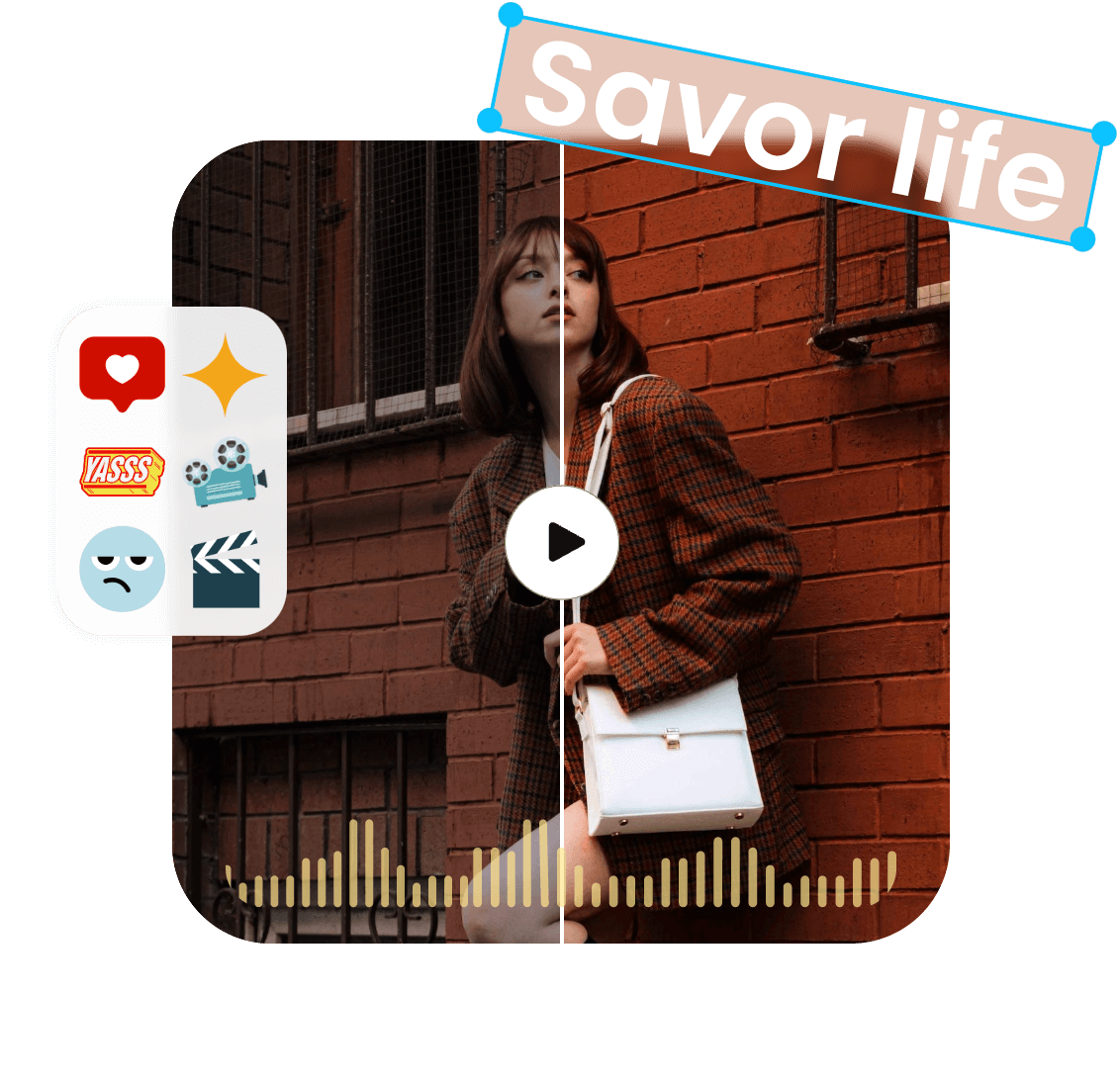 Enhance a video by adding text, stickers, music using Clipfly