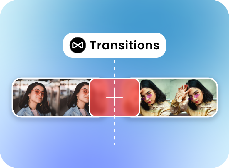 add creative video transitions between two clips