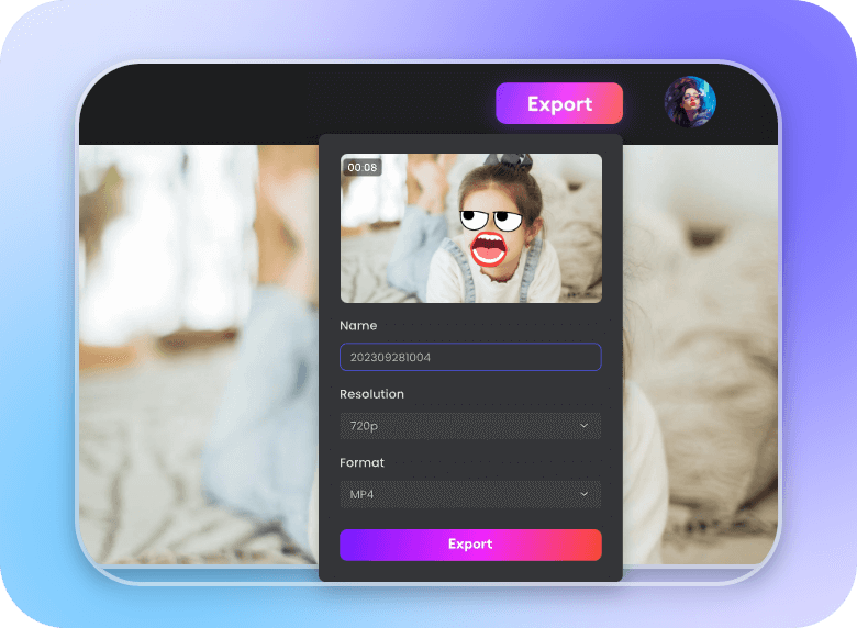 export a video with stickers in Clipfly