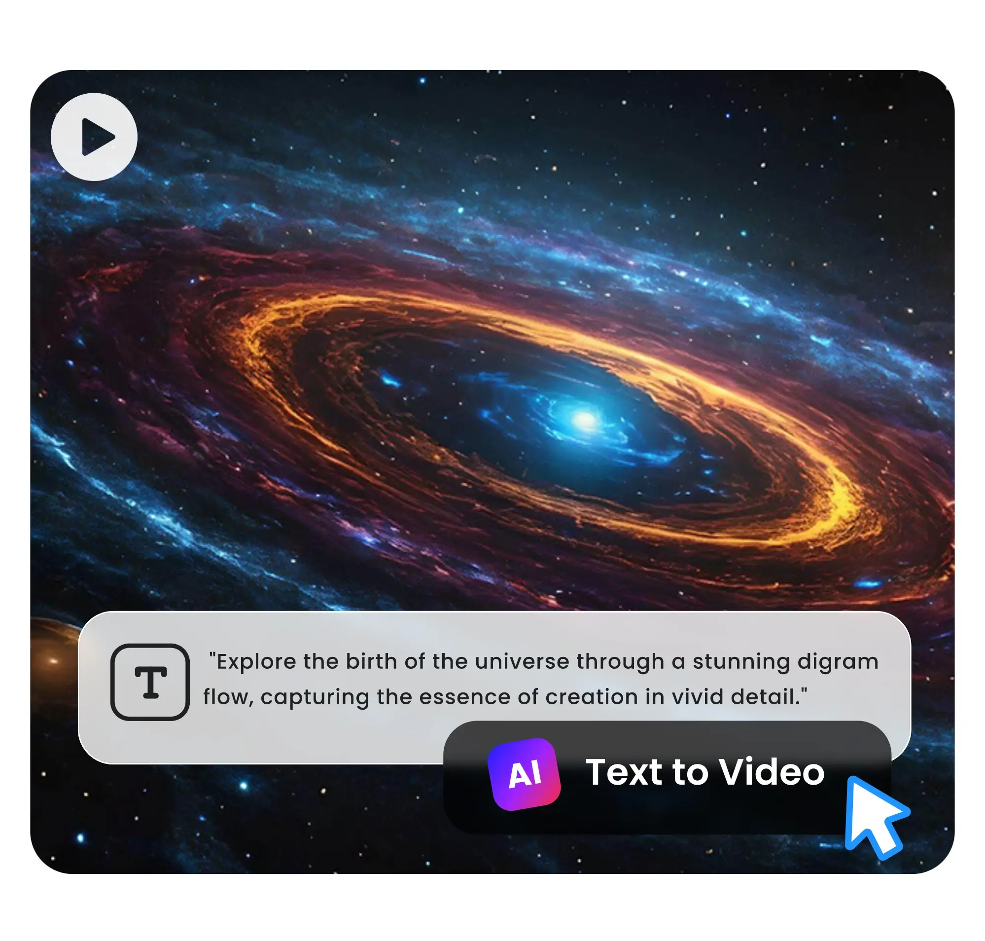 generate a video clip about universe from text using Clipfly's AI video generator