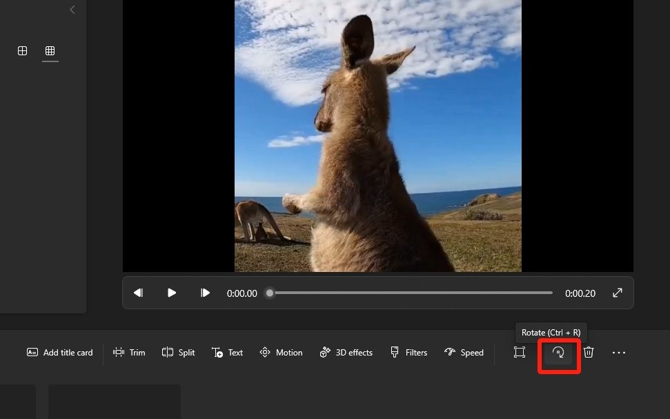 choose the rotation tool to rotate a video with video editor in Windows