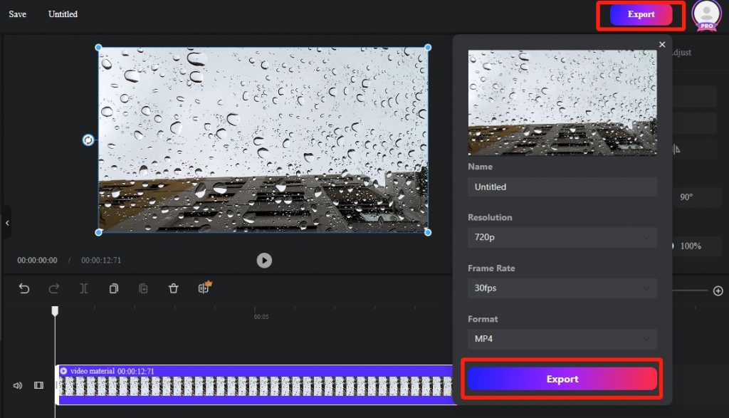 export a horizontal video from Clipfly's video editor