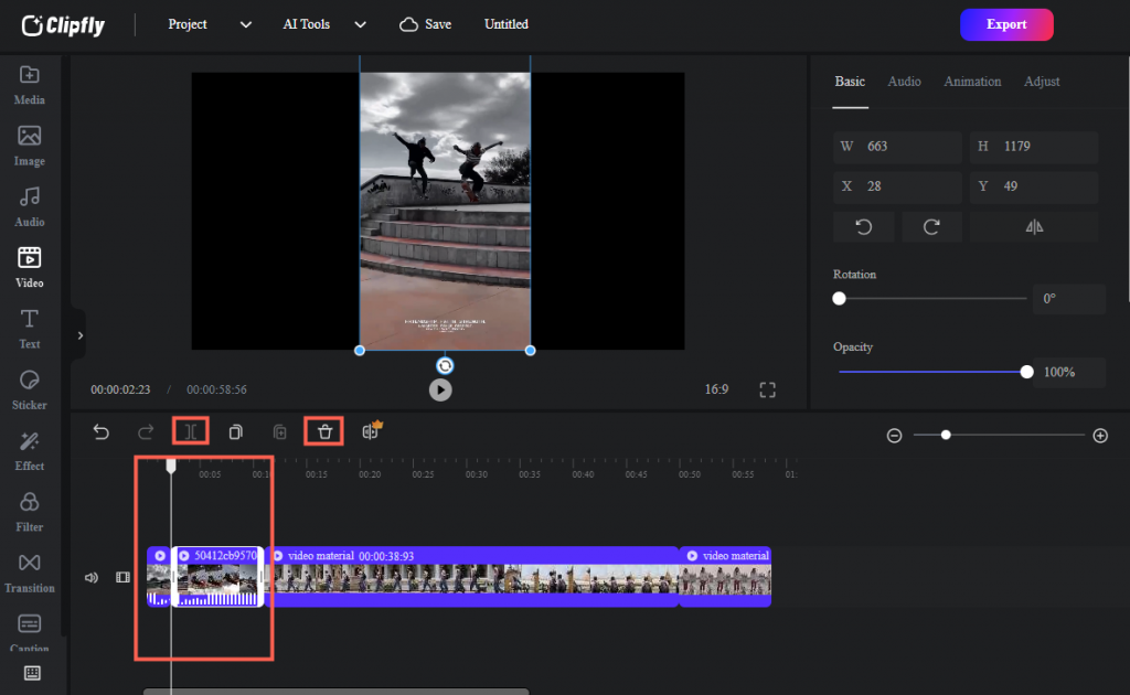 cut and trim a video timeline for highlighting the best moment